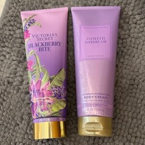 Victoria's Secret Blackberry Bite& Bath & Body Works Confetti Daydream Lotions